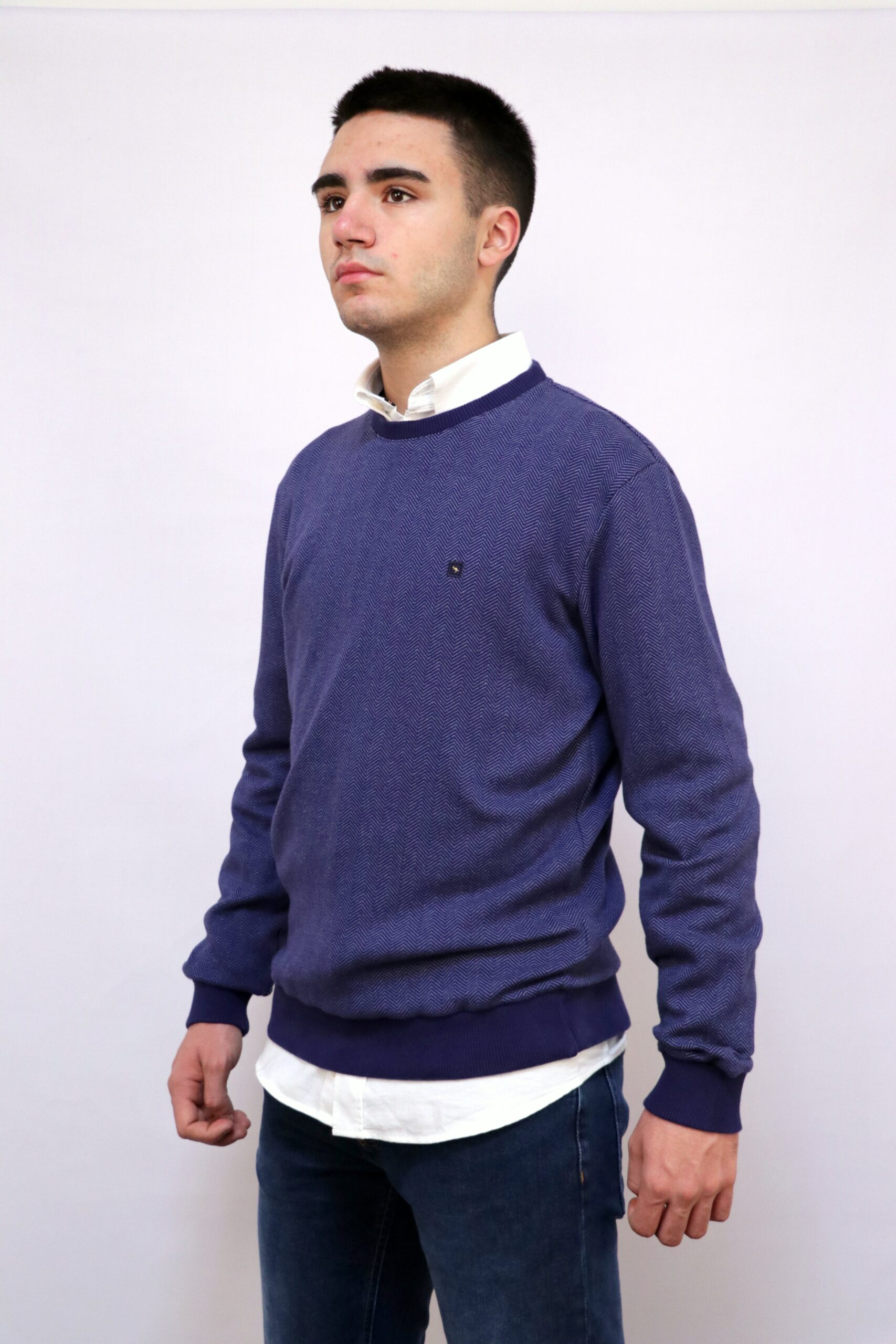 Sweat Interlock Jacquard Decote Redondo