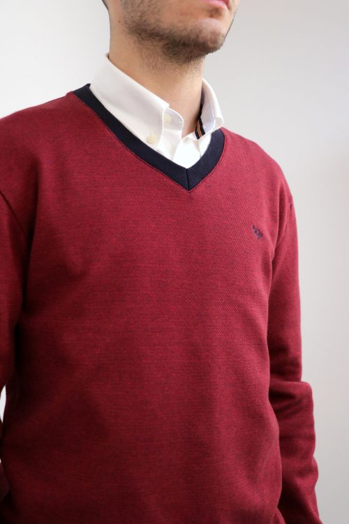 Sweat Interlock Jacquard Com Decote Em V